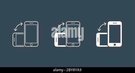 Drehen Sie die Symbole für Smartphones, Mobiltelefone oder Tablets, die in Vector festgelegt sind Stock Vektor