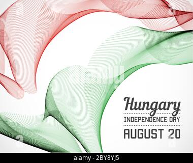 Nationaler Tag des Landes in der Linienart Vektor mit Datum Stock Vektor