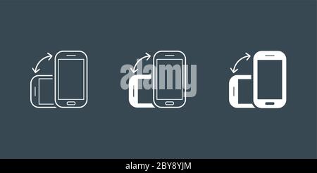 Drehen Sie die Symbole für Smartphones, Mobiltelefone oder Tablets, die in Vector festgelegt sind Stock Vektor