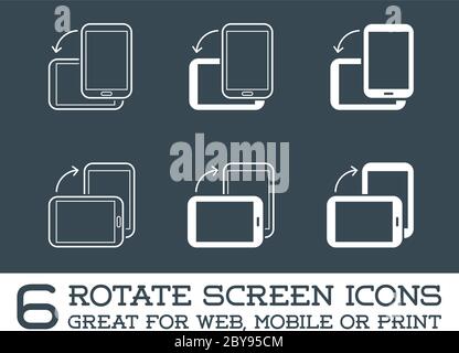 Drehen Sie die Symbole für Smartphones, Mobiltelefone oder Tablets, die in Vector festgelegt sind Stock Vektor