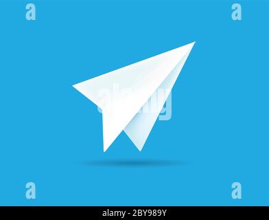 Origami Papier Flugzeug auf blauem Hintergrund Vektor Illustration kann als Logo oder Symbol verwendet werden Stock Vektor