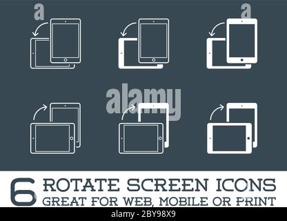 Drehen Sie die Symbole für Smartphones, Mobiltelefone oder Tablets, die in Vector festgelegt sind Stock Vektor