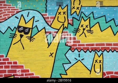 Cool Street Cats Art von Les Paranoia Stockfoto