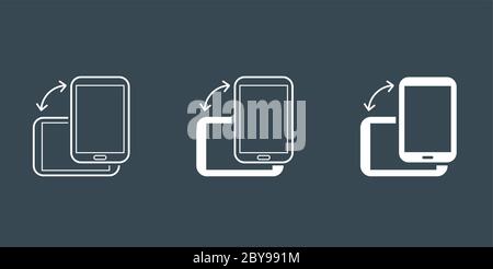 Drehen Sie die Symbole für Smartphones, Mobiltelefone oder Tablets, die in Vector festgelegt sind Stock Vektor