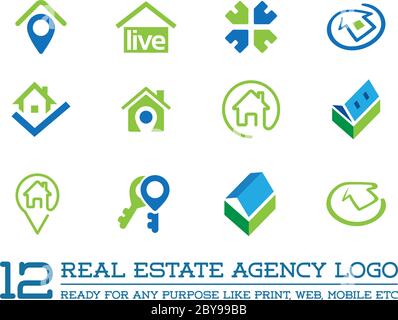 Set von Template-Logo für Immobilienagentur oder Cottage Stadt Elite-Klasse. Logo für Immobilien. Stock Vektor