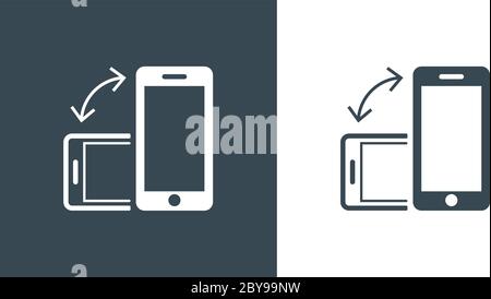 Drehen Sie die Symbole für Smartphones oder Mobiltelefone, die in Vector festgelegt sind Stock Vektor