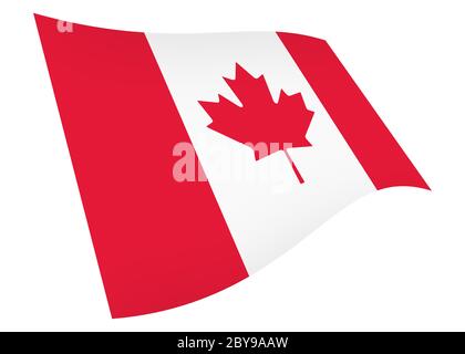 Kanada winkende Flagge Grafik isoliert auf weiß mit Clipping-Pfad Stockfoto