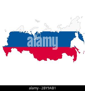 Russland Karte auf weißem Hintergrund mit Clipping-Pfad Stockfoto