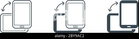 Drehen Sie die Symbole für Smartphones, Mobiltelefone oder Tablets, die in Vector festgelegt sind Stock Vektor