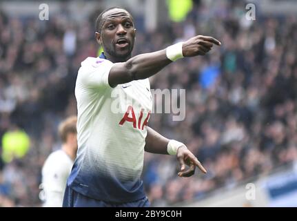 LONDON, ENGLAND - 13. APRIL 2019: Moussa Sissoko aus Tottenham im Rahmen des Premier League-Spiels 2018/19 zwischen Tottenham Hotspur und Huddersfield Twon im Tottenham Hotspur Stadium. Stockfoto