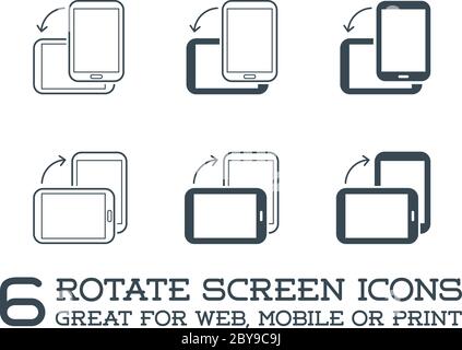 Drehen Sie die Symbole für Smartphones, Mobiltelefone oder Tablets, die in Vector festgelegt sind Stock Vektor