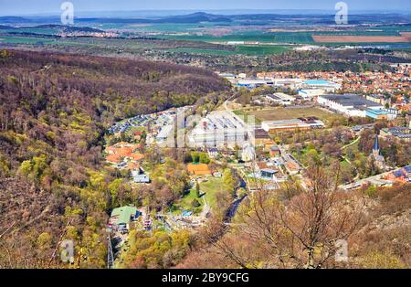 Luftaufnahme der Stadt Thale im Harz. Sachsen-Anhalt, Deutschland Stockfoto