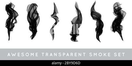 Vector Collection oder Set von realistischen Zigarettenrauch oder Nebel oder Dunst mit Transparenz isoliert kann mit jedem Hintergrund verwendet werden Stock Vektor