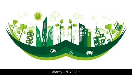 Green Eco City Living Konzept. Stock Vektor