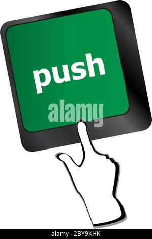 Taste drücken auf der Computertastatur, Business-Konzept Stockfoto