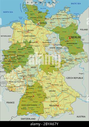 Deutschland - sehr detaillierte editierbare politische Karte mit getrennten Ebenen. Stock Vektor