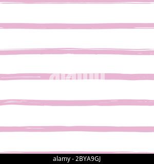 Vektor geometrisch strukturierten Streifenmuster. Grunge Design mit Doodle einzelne horizontale Grunge Linie auf weißem Hintergrund. Einfacher skizzenvoller Hintergrund. Oberflächenmuster. Stock Vektor