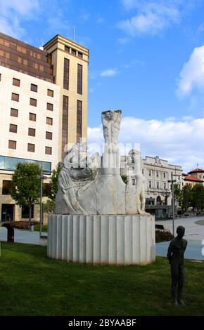 Denkmal für das Feuer in Santander 1941 und Wiederaufbau von Jose Cobo von hinten gesehen Santander Kantabrien Spanien Stockfoto