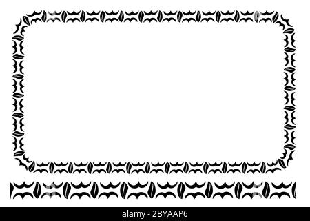 Vektor Schwarz Abgerundete Ecke Rechteck Blumenrahmen, Isoliert Auf Weiß Stock Vektor