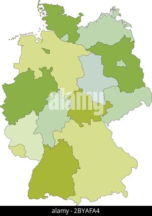 Deutschland - sehr detaillierte editierbare politische Karte mit getrennten Ebenen. Stock Vektor