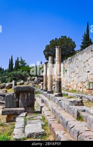 Ruinen der antiken Stadt Delphi, Griechenland Stockfoto