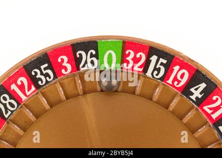 Gebrauchte Roulette-Rad und ball Stockfoto