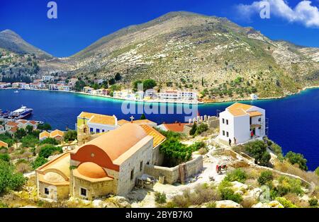 Griechische Insel Dorf Szene Stockfoto