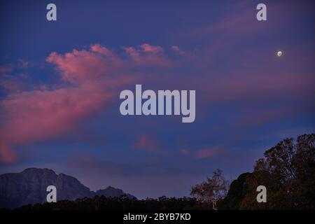 Sonnenuntergang von Welgelegen, Stellenbosch Stockfoto