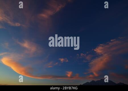 Sonnenuntergang von Welgelegen, Stellenbosch Stockfoto