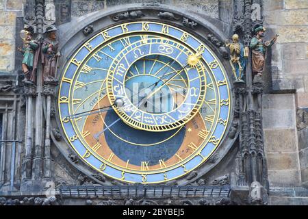 Astronomische Uhr auf dem Rathaus auf dem Altstädtischer Ring in Prag Stockfoto