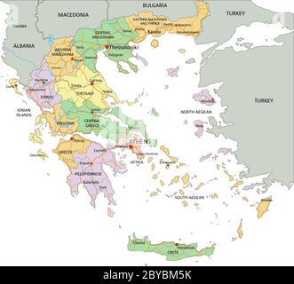 Griechenland - sehr detaillierte editierbare politische Karte mit Beschriftung. Stock Vektor