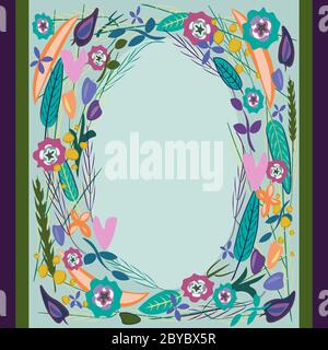 Handgezeichnete Kritzelblumen und Pflanzenrahmen Stock Vektor