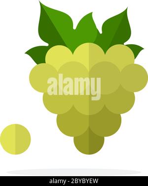 Ein Bündel von grünen Trauben mit Blättern und eine Traubensorte flach isoliert Stock Vektor