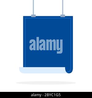 Blaues Banner mit montagefächem Vektorsymbol flach isoliert. Stock Vektor