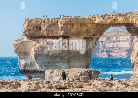 Azure Window in Gozo, Malta, brach am 2017. März der Naturbogen im Sturm zusammen Stockfoto