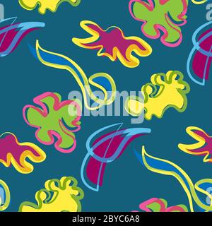 Helle farbige abstrakte nahtlose Doodle Muster Formen Stock Vektor