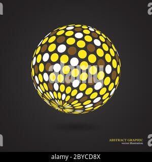 Abstrakter Globus mit gepunkteter Kugel, 3d-Punkteffekt. Weiß, gelb, Stirn Stock Vektor