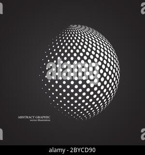 Abstrakter Globus mit gepunkteter Kugel, 3d-Halbton-Punkteffekt. Weiß colo Stock Vektor