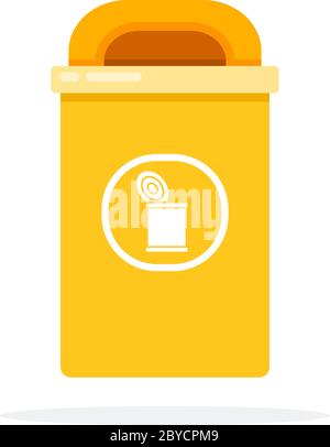 Urban yellow bin for metal cans flat isolated Stock Vektor