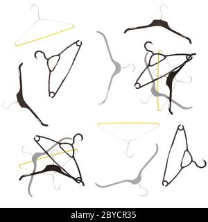 Satz von Kleiderbügel isoliert Stockfoto