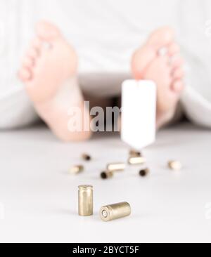 Leiche mit Toe-tag Stockfoto