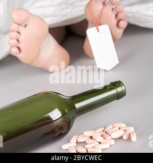 Leiche mit Toe-tag Stockfoto