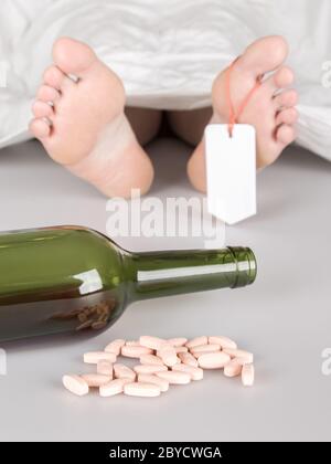 Leiche mit Toe-tag Stockfoto
