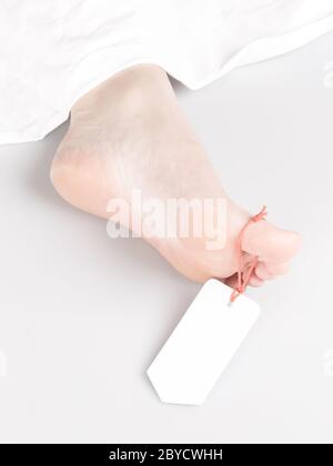 Leiche mit Toe-tag Stockfoto