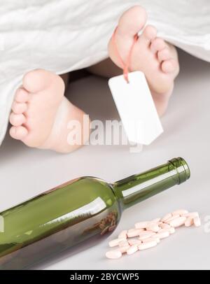 Leiche mit Toe-tag Stockfoto