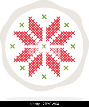 Stickerei in einem Rahmen Vektor flach isoliert Stock Vektor