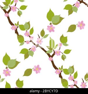 Floral nahtloses Muster Sakura Zweig rosa Blüten Stock Vektor