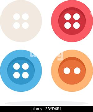 Vier farbige Tasten flach isoliert Stock Vektor