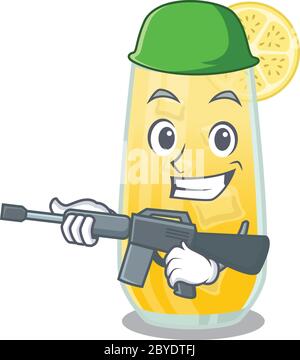 Ein Cartoon-Bild von Armee Schraubendreher Cocktail halten Maschinengewehr Stock Vektor