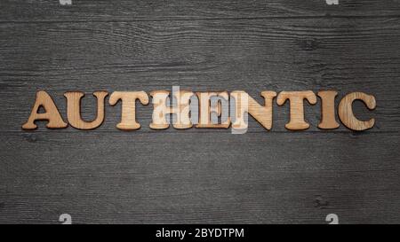 Authentische, Text-Typografie mit Vintage-Holzalphabet-Buchdruck mit Grunge-Effekt Stockfoto